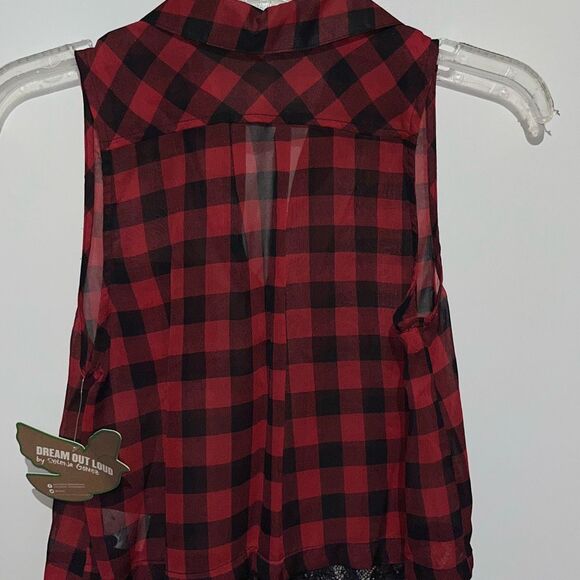 I’m Dream Out Loud by Selena Gomez Women's Plaid Sleeveless Lace Hem Top Small N - Picture 8 of 10